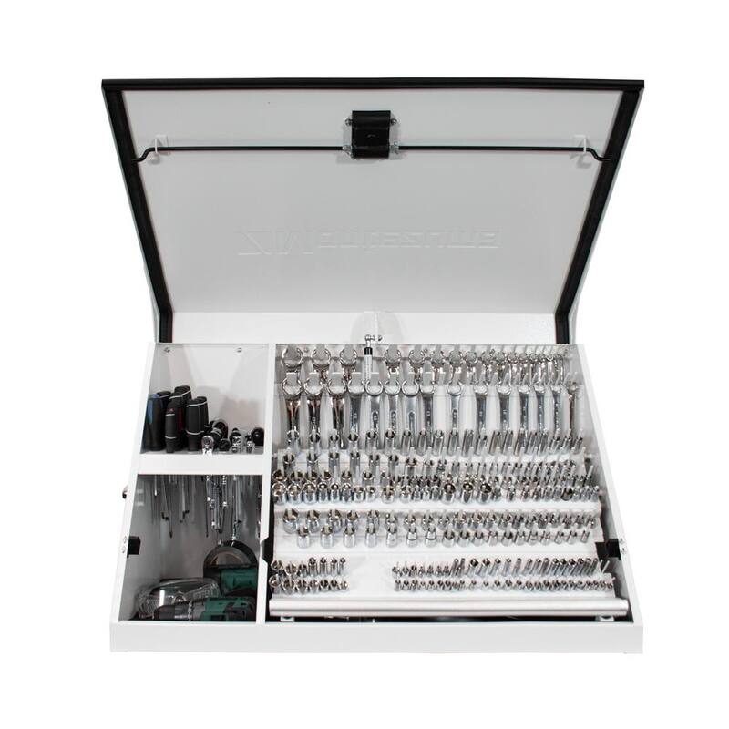 37 in. W x 18 in. D Portable White Triangle Top Tool Chest for Sockets, Wrenches and Screwdrivers