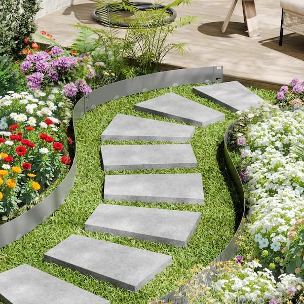 0.59 in. W x 39 in. L x 5 in. H Gray Edging Metal Steel Landscape Steel Garden Edging Borders Strips Hammer Edging