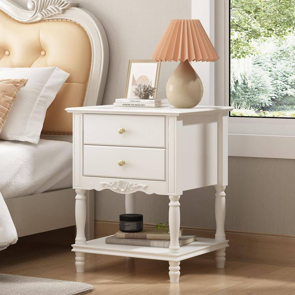 Nightstand with 2Drawer hotsell Opens Shelf Bedside Table Bedroom Storage Cabinet White