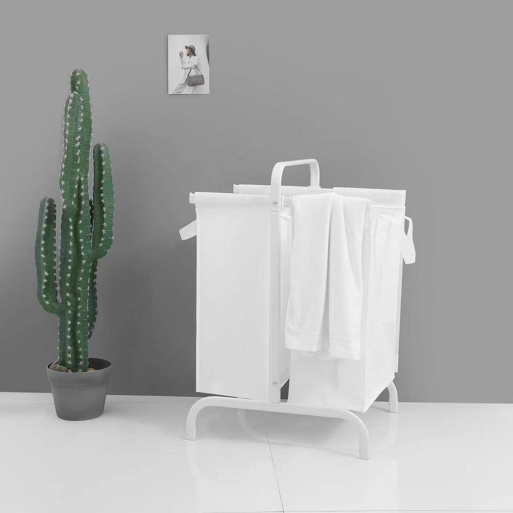 White 110L Waterproof Oxford Cloth 2-Tier Laundry Hamper with Lid