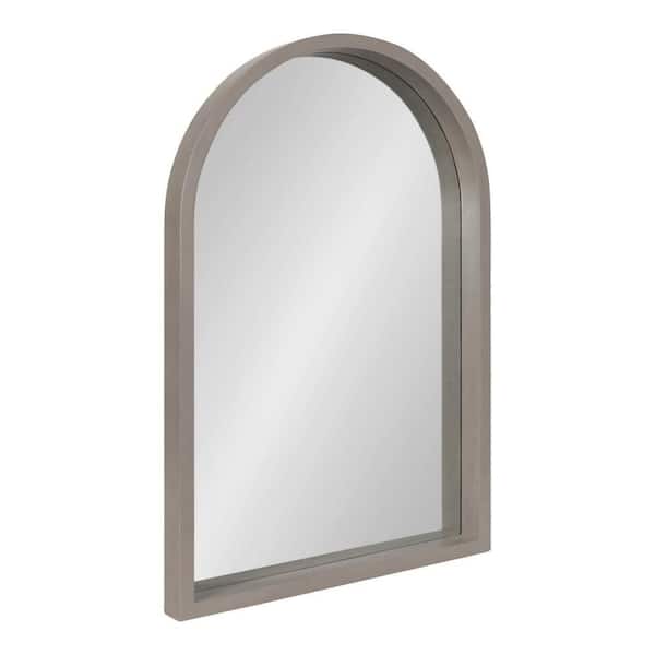 Kate and Laurel Hutton 20.00 in. W x 30.00 in. H Arch Wood Gray Framed Transitional Wall Mirror