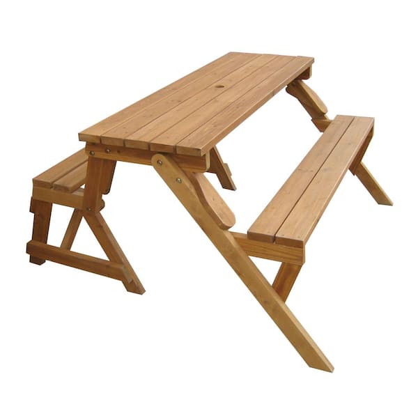 Convertible Flip-Top Sturdy Bench Table Outdoor Garden Picnic Patio Furniture 