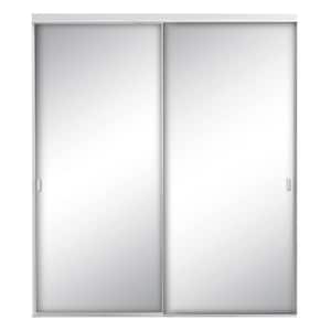 48 in. x 80 1/2 in. Style Lite Bright Clear Aluminum Frame Mirrored Interior Sliding Closet Door