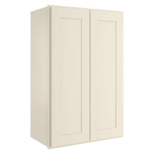 HOMEIBRO 27-in W X 12-in D X 36-in H in Shaker Antique White Plywood Ready to Assemble Wall Kitchen Cabinet