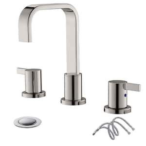 Waterfall 3 Hole Widespread Bathroom Faucet, Chrome RV Bathroom Faucet, with Metal Pop Up Drain and Water Supply Line