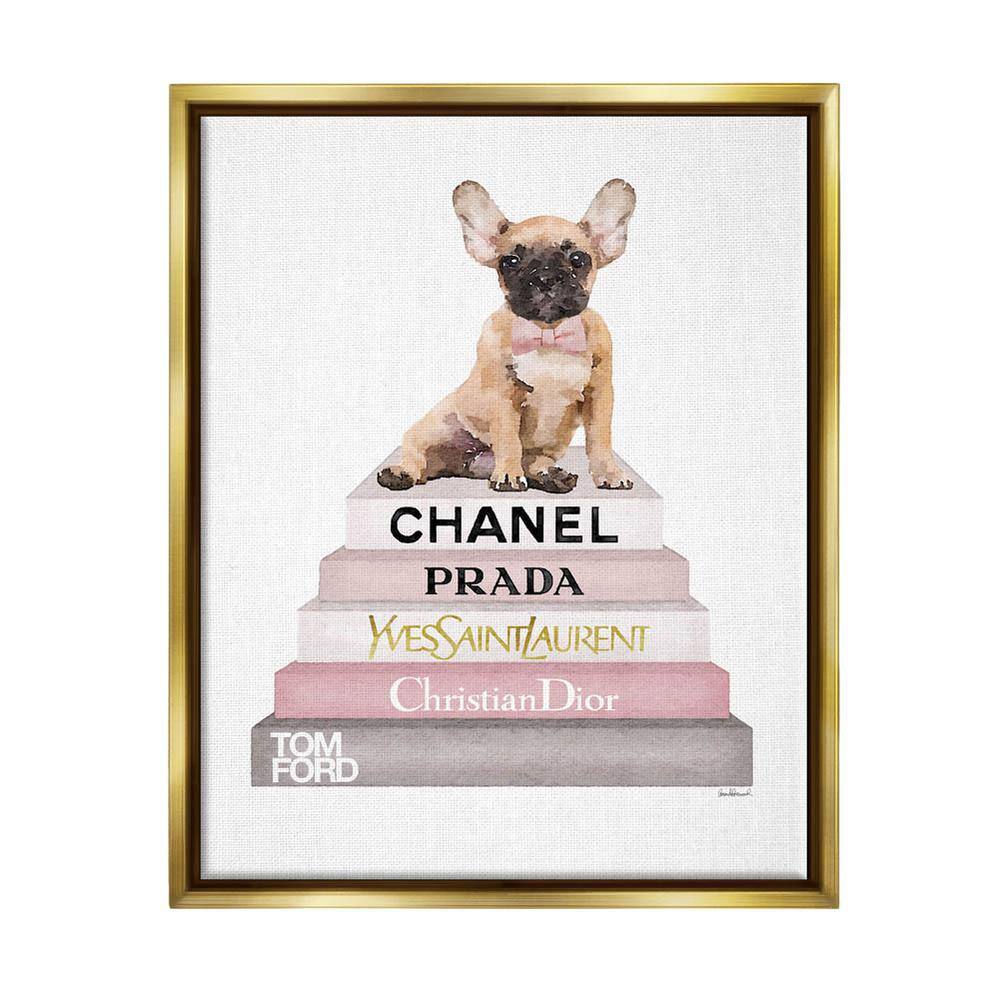 Watercolor High Fashion Bookstack French Bulldog by Amanda Greenwood Floater Frame Animal Wall Art Print 17 in. x 21 in. price history on PriceWatchPro