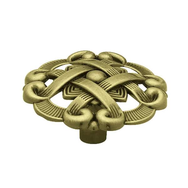 1-1/2 in. Antique Brass Weave Pattern Cabinet Knob