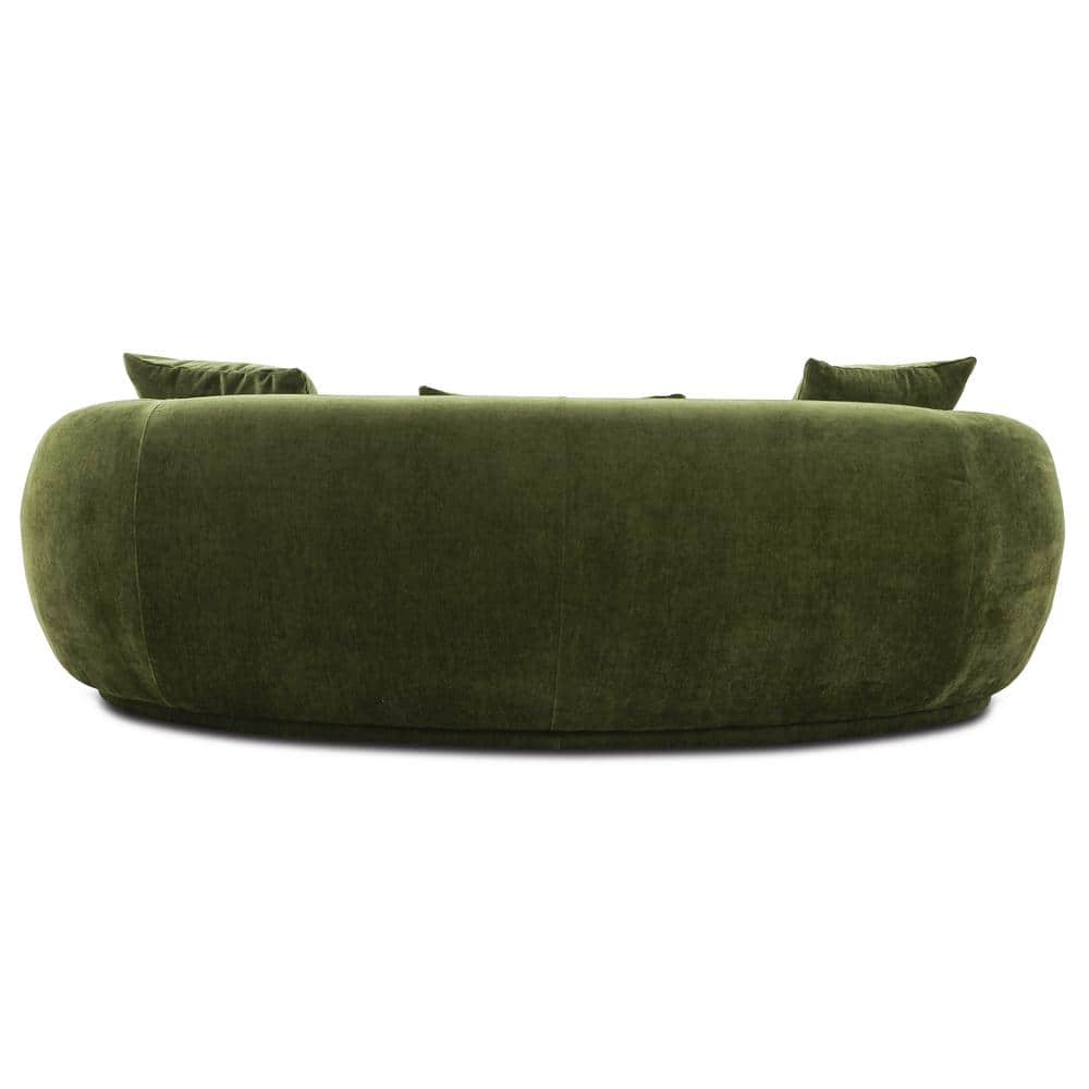 Distressed Green Velvet Camelback Sofa with Sloped Arms
