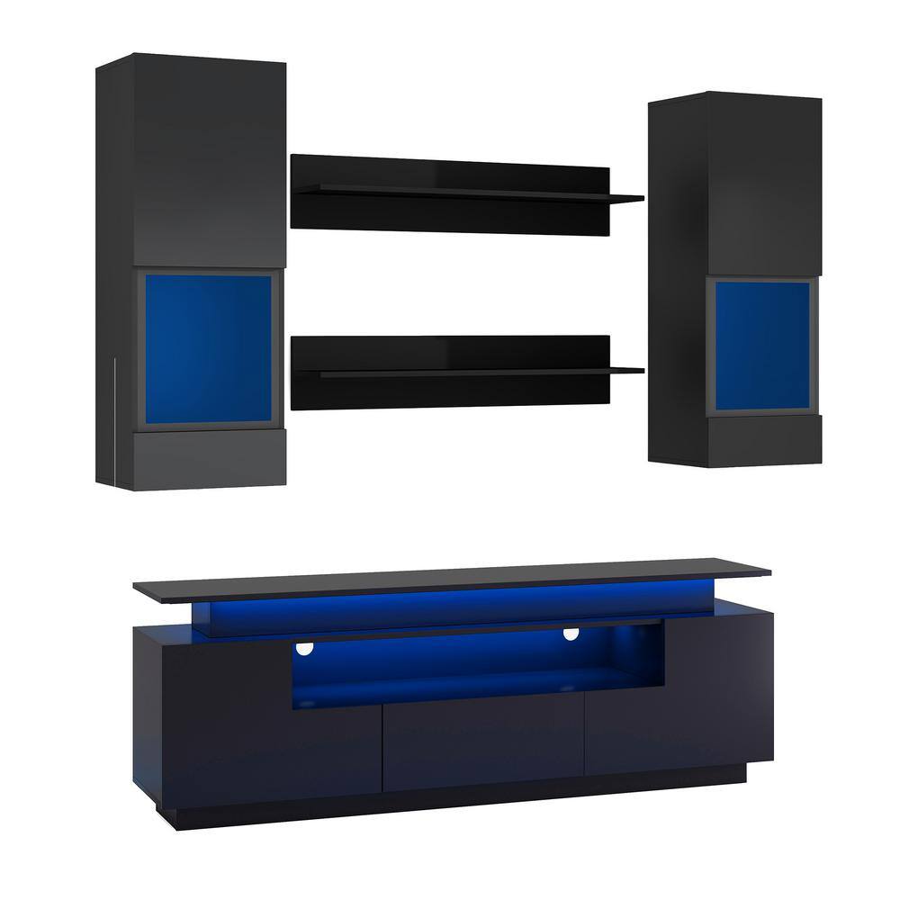 67 in. W x 13.2 in. D x 22.4 in. H Bathroom Black Linen Cabinet