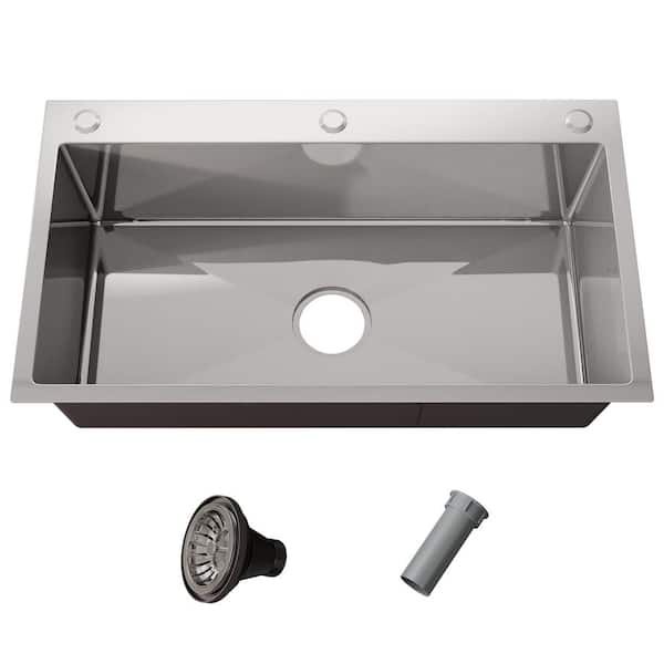30 in. Drop-In/Undermount Single Bowl 16 Gauge Gunmetal Sliver Stainless Steel Kitchen Sink without Faucet