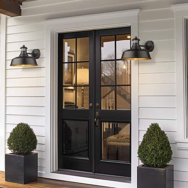 JAZAVA Black Motion Sensing Dusk to Dawn Outdoor Hardwired Barn