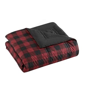 Mountain Plaid 1-Piece Red Down Microfiber Full/Queen Blanket