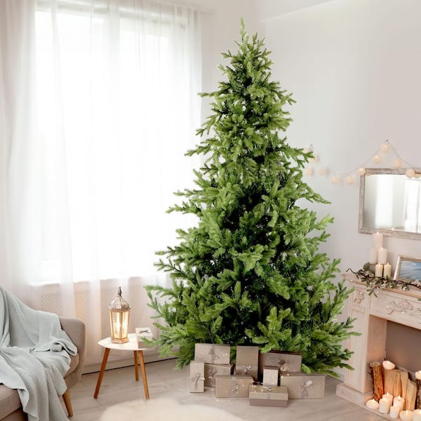 9.0-ft. Pre-Lit Foxtail Pine Green Artificial Christmas Tree, Warm White LED Lights