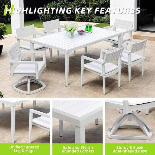 7-Piece Aluminum Outdoor Dining Set with Swivel Rockers