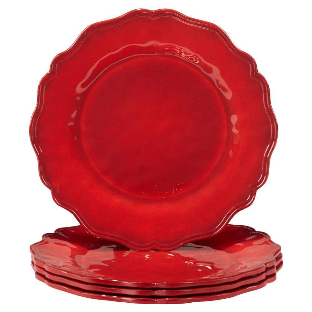  Red Crackle Salad Plate (Set of 4)