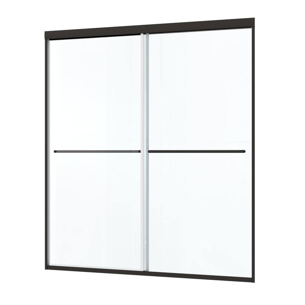 56 in. 60 in. W x 70 in. H Double Sliding Frame Shower Door in Black with 1