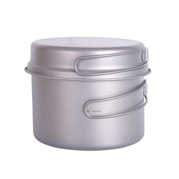 2-Piece Titanium Ultralight Cookware Set with Folding Handles Acid Resistant Outdoor Camping Picnic Pots Pans