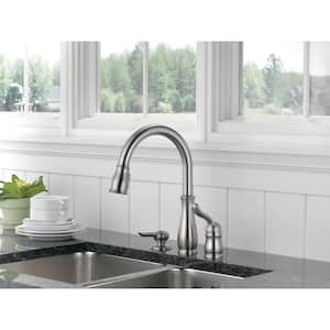 Leland Single-Handle Pull-Down Sprayer Kitchen Faucet with Soap Dispenser and MagnaTite Docking in Stainless