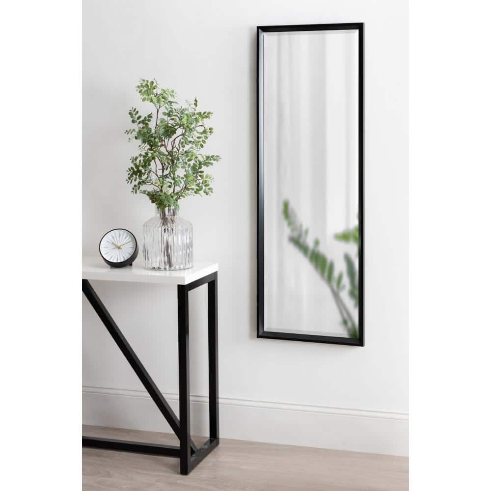 Calter Modern Black Full-Length Rectangular Wall Mirror, 55.75"