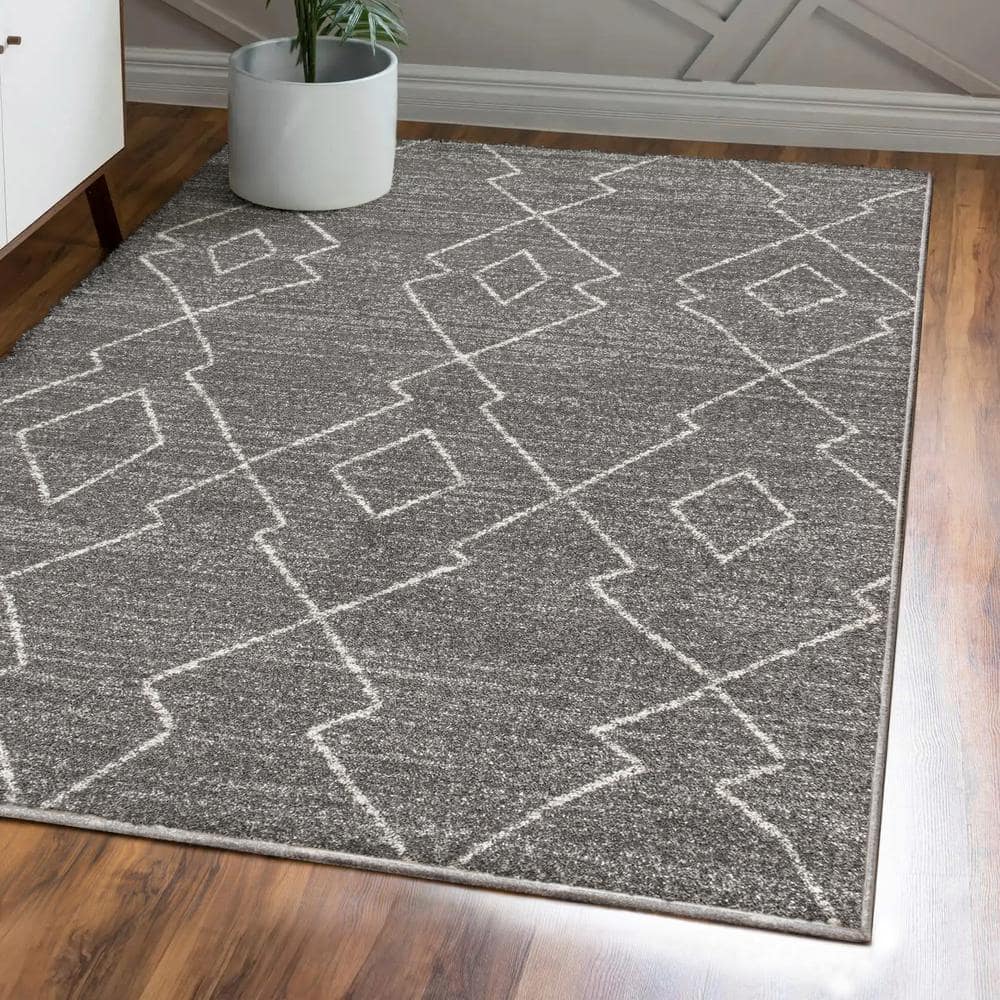 Modern Vintage Moroccan Beni Souk 3x5 Rug in Gray and Cream