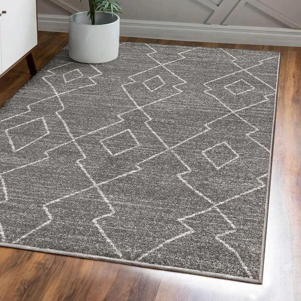 JONATHAN Y Alia Moroccan Beni Souk Gray/Cream 8 ft. x 10 ft. Area Rug