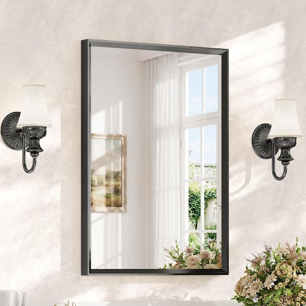 WallBeyond Black 20 in. W x 25 in. H Modern Asymmetrical Aluminum