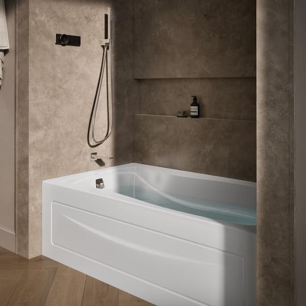 Mariposa 66 in. x 36 in. Soaking Bathtub with Left-Hand Drain in White, Integral Flange