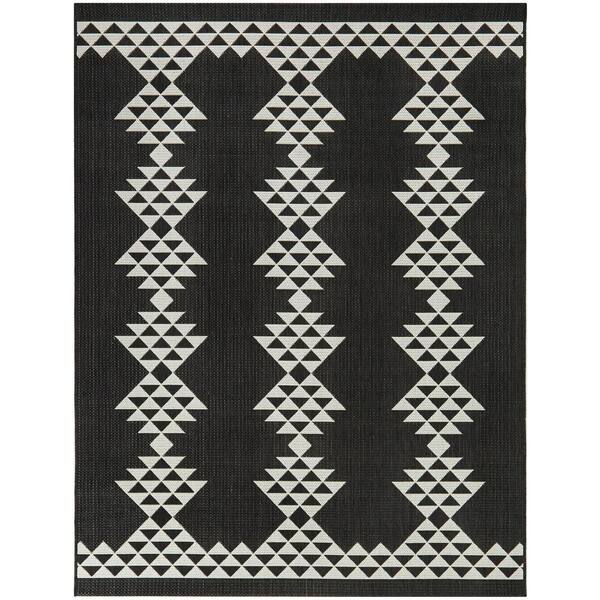 BALTA Marcia Charcoal 5 ft. 3 in. x 7 ft. Geometric Indoor/Outdoor Area Rug