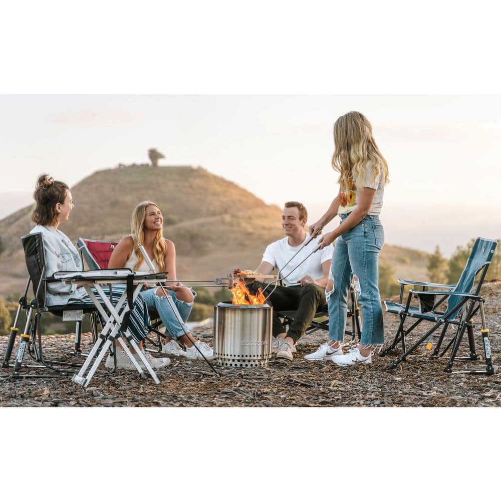 Compact Silver Stainless Steel Smokeless Wood Burning Fire Pit