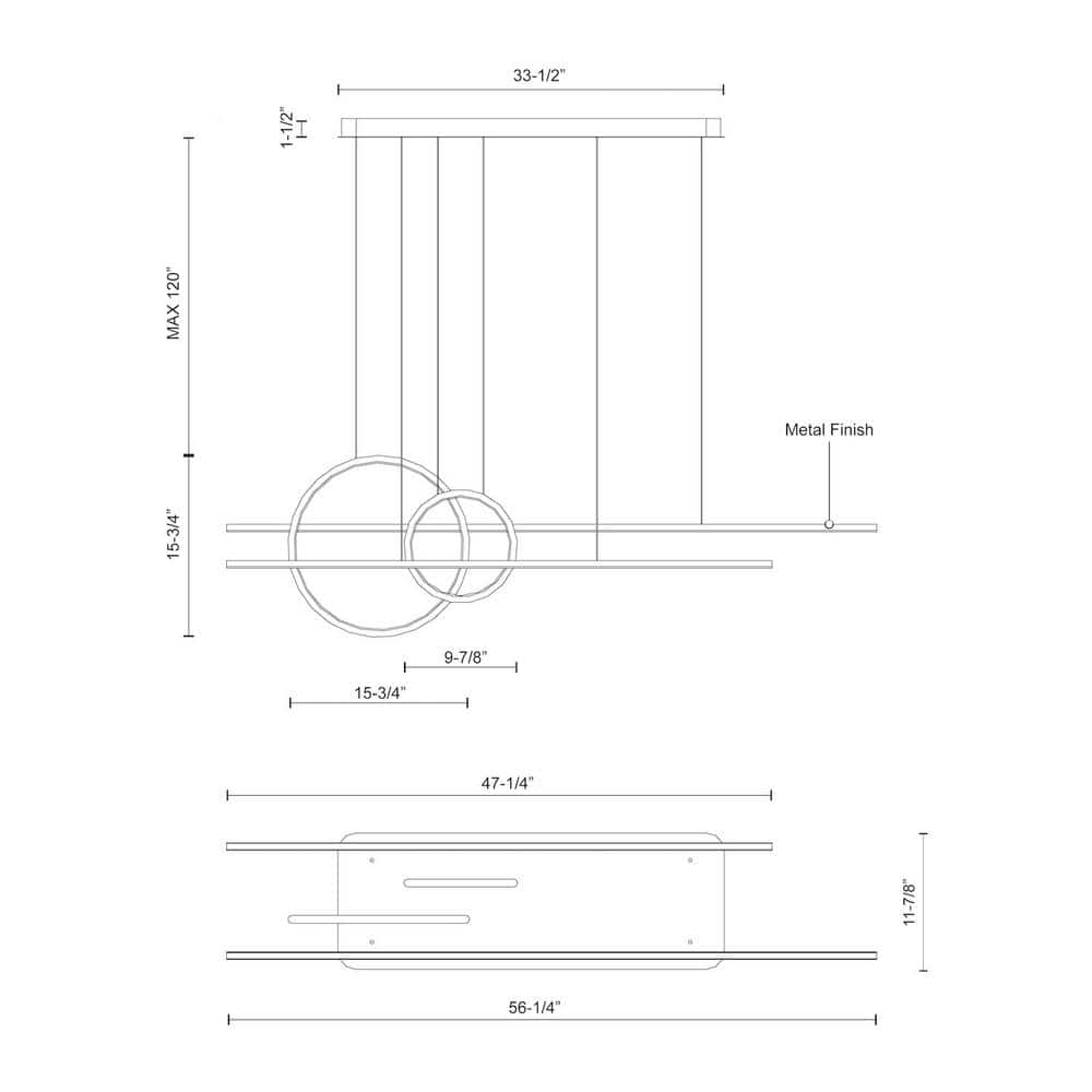 Chute Calypso 56" Modern White Aluminum LED Kitchen Island Pendant