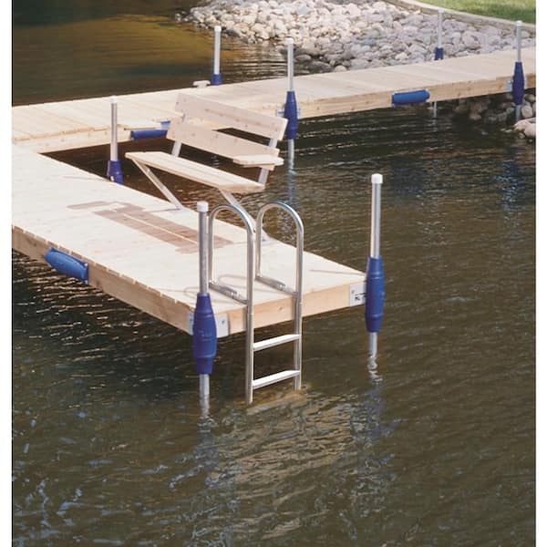 3-Step Standard Aluminum Dock Ladder with Slip-Resistant Rungs for Seawalls and Stationary Boat Dock Systems
