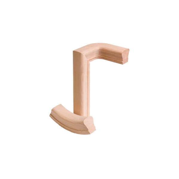 HOUSE OF FORGINGS 7076 Red Oak 2 Rise Right Hand Gooseneck - 6010 Wood Staircase Handrail Fitting for Stair Remodel