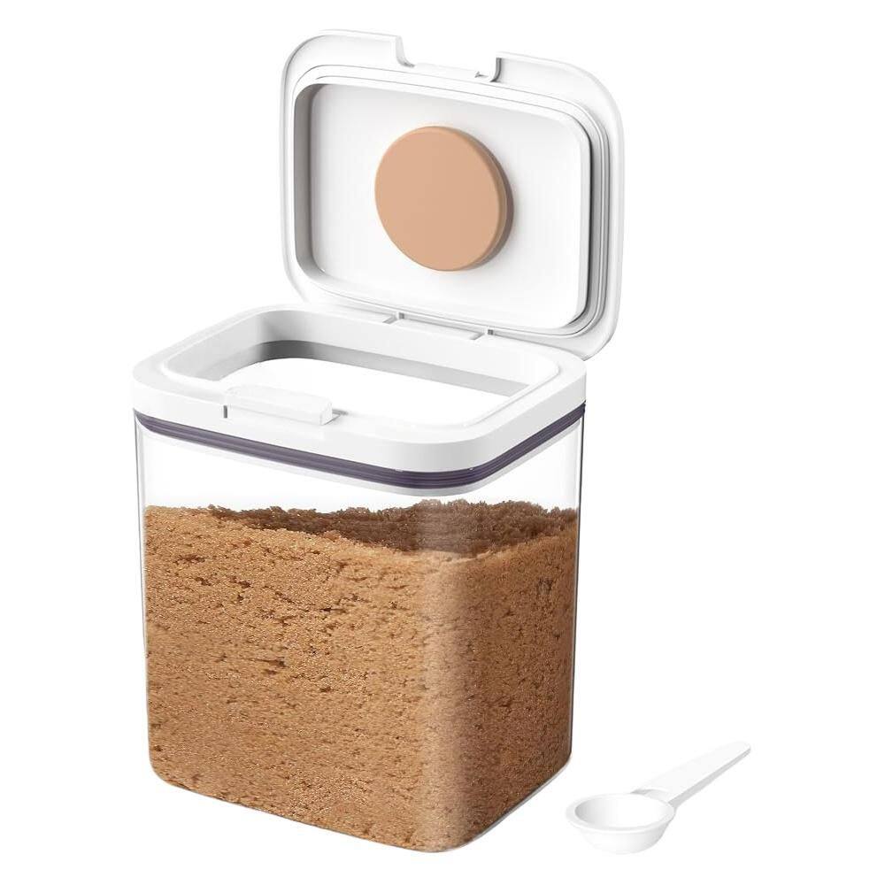Sugar Container Box Wudkey Clear 64 fl. oz. Plastic Brown Sugar Container Airtight, Brown ...