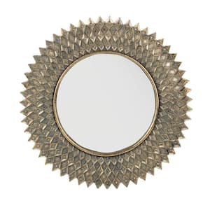 13.2 in. W x 13.2 in. H Resin Antique Gold Decorative Mirror