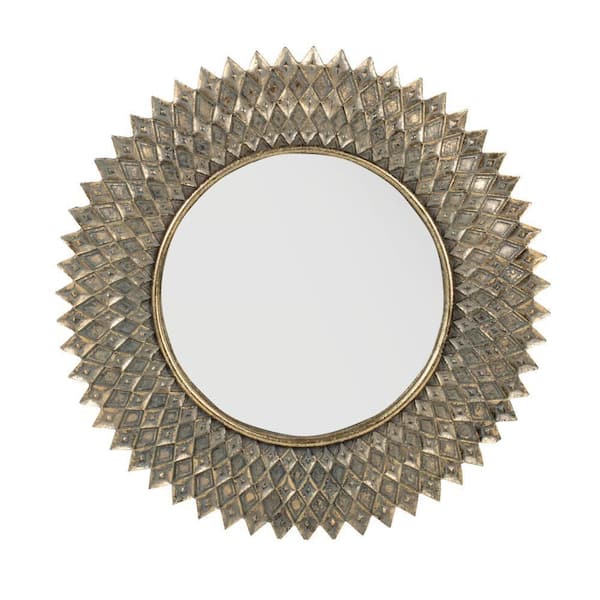 A & B Home 13.2 in. W x 13.2 in. H Resin Antique Gold Decorative Mirror