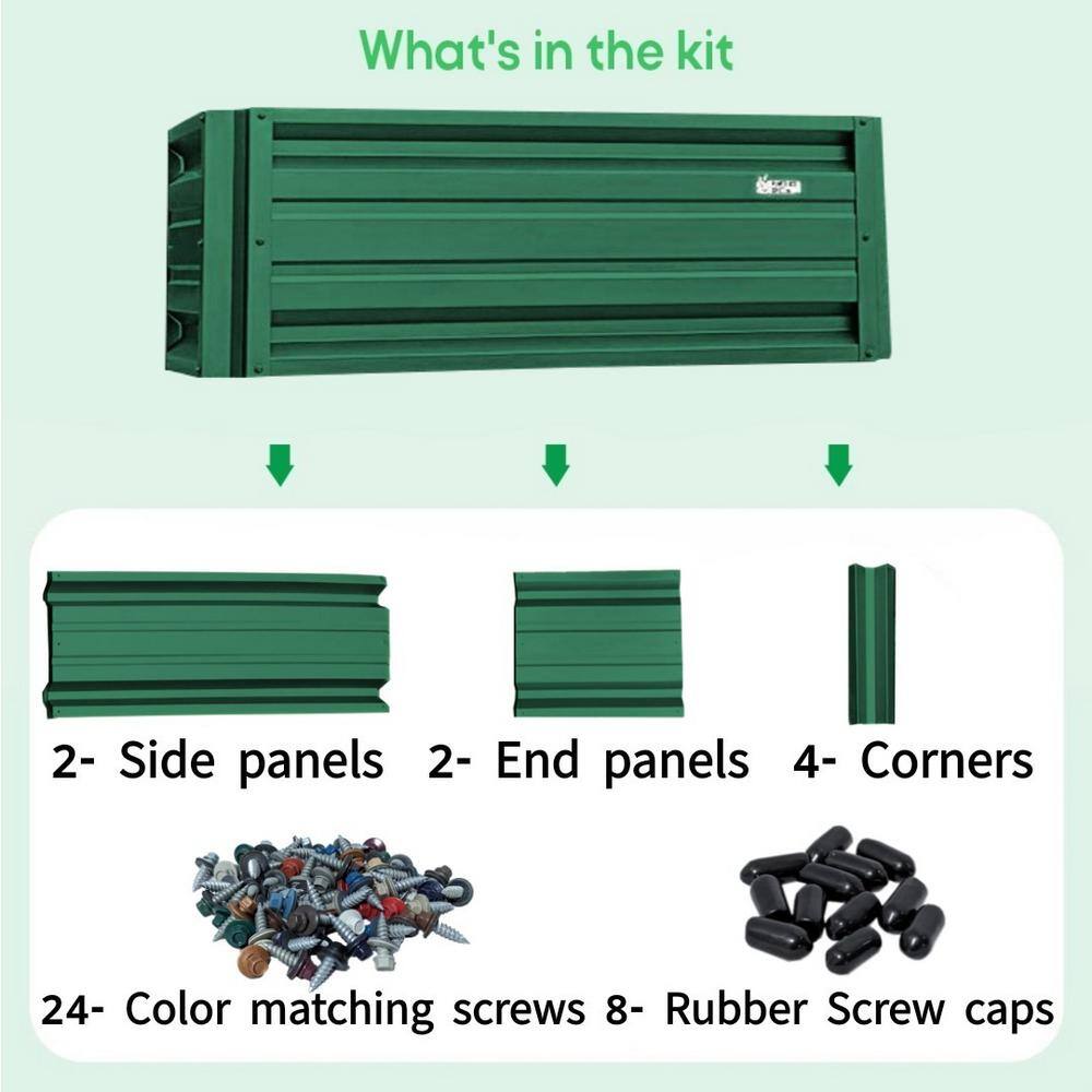 Forest Green 24x48 Inch Metal Raised Planter Box