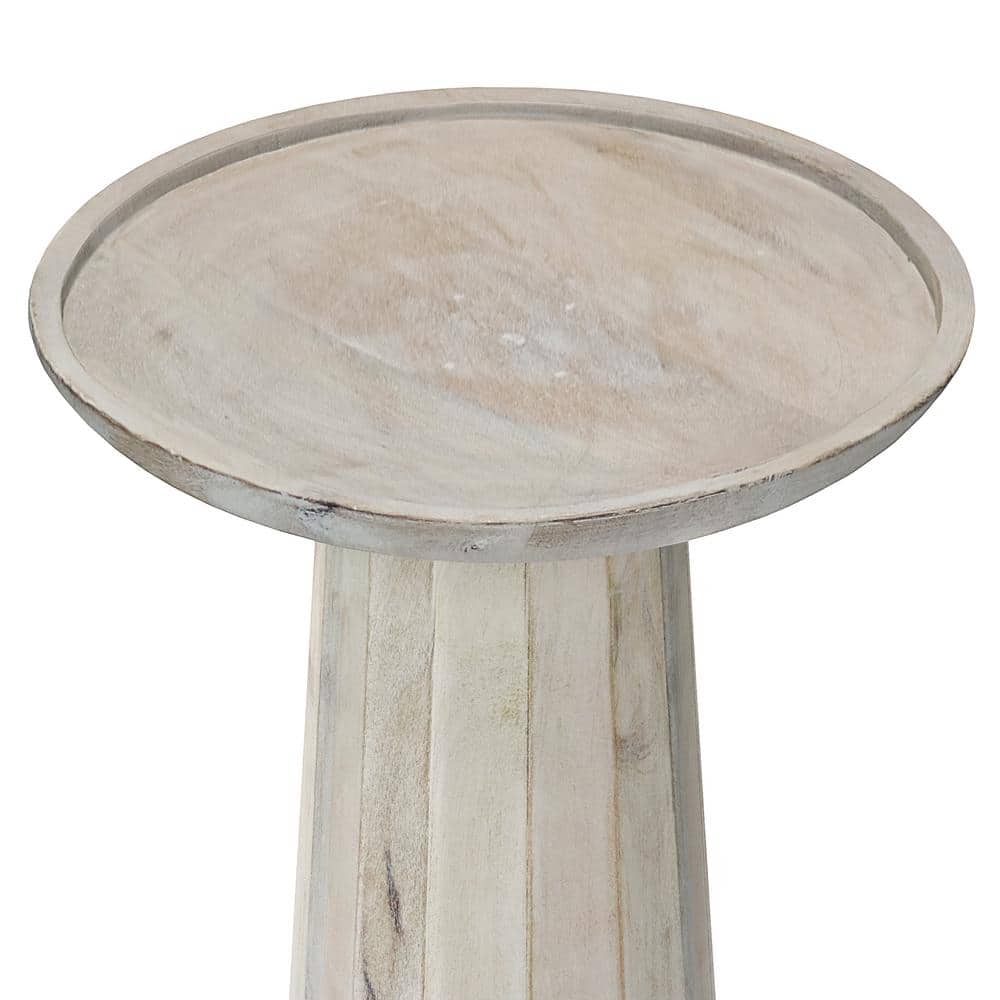 Dayton 13" White Wash Solid Mango Wood Round Accent Table