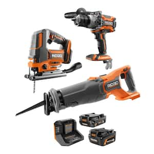 RIDGID 18V Cordless 3-Tool Wood Working Combo Kit With (2) 2.0 Ah ...