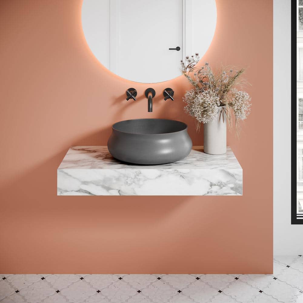 Lisse 18" Dark Grey Concrete Round Vessel Sink