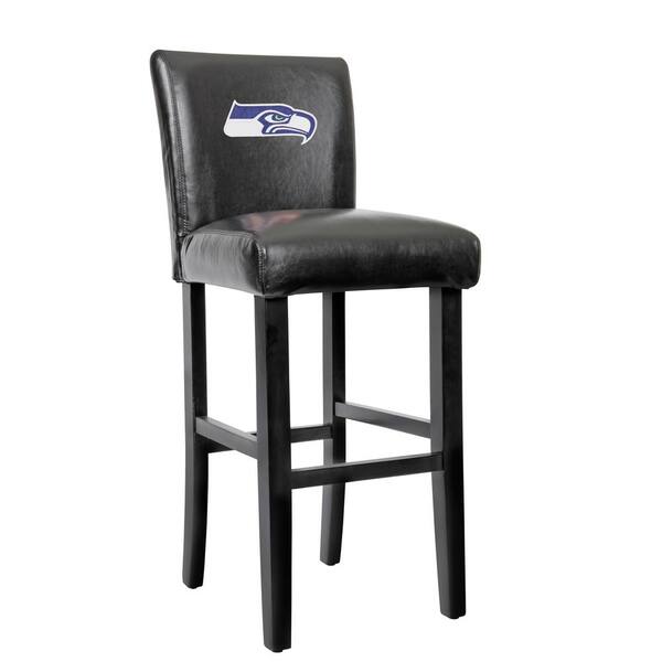 American Furniture Classics Seattle Seahawks 30 in. Black Bar Stool with Faux Leather Cover (Set of 2)