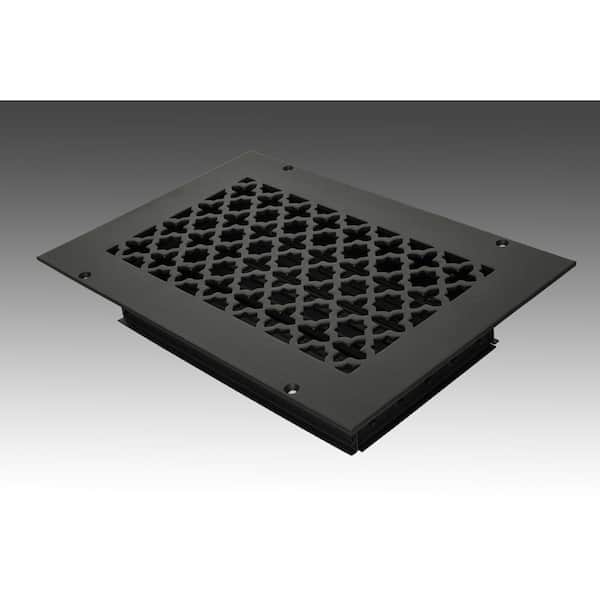 SteelCrest Victorian 10 in. x 6 in. Black Powder Coat Steel Wall Ceiling Vent with Opposed Blade Damper