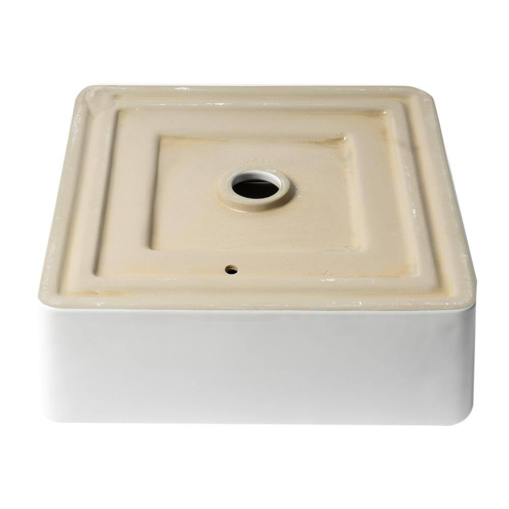 White Square Ceramic Above-Counter Bathroom Sink 15.13"