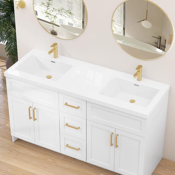 Zeafive Tor 60 in. W x 22 in. D Solid Surface Cultured Marble