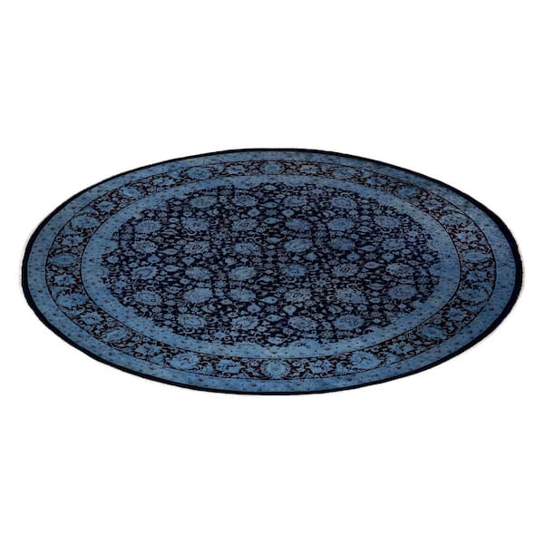 Overdyed Navy 10 ft. x 10 ft. Solid Wool Indoor Area Rug
