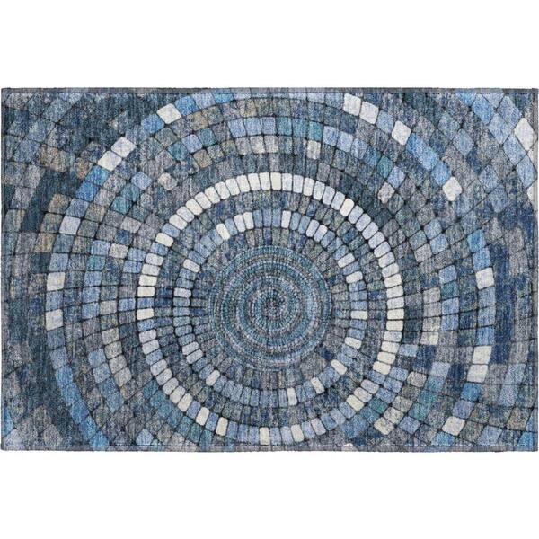 Mayfield Premium Machine Washable Abstract AMF2216 Navy 2 ft. x 3 ft. Accent Rug