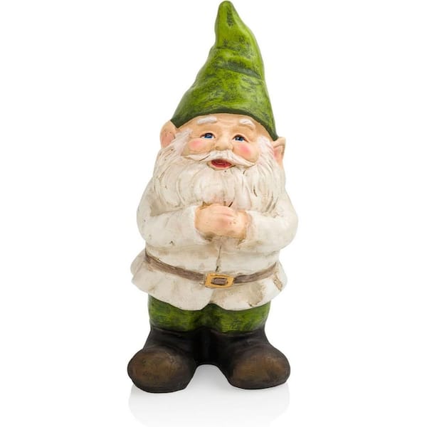 12" Tall Outdoor Garden Gnome Yard Statue Decoration-Playful Resin Gnome with Earthtone Colors-Durable