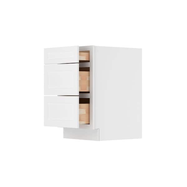 21 in. W 24 in. H 34.5 in. D Ready to Assemble Plywood Base Kitchen Cabinet in Painted White with 3-Drawer
