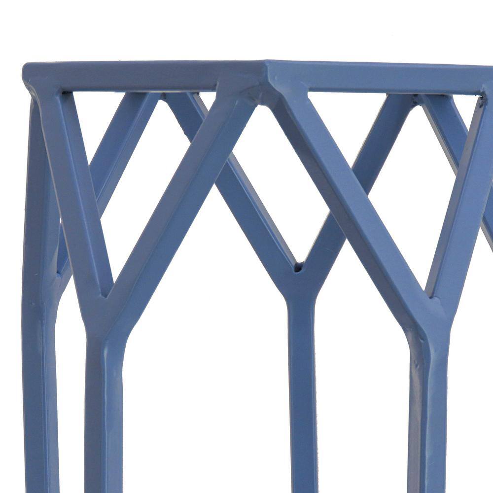 11.5" Ice Melt Blue Iron Candle Lantern