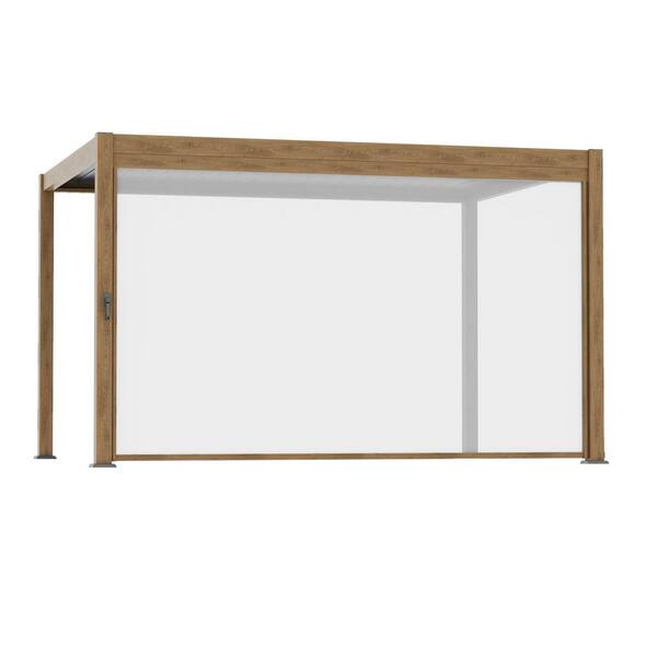 13 ft. Outdoor Shade Pull Down Privacy Screen for Pergola Accessories, UV Resistant Guard, Wood Grain