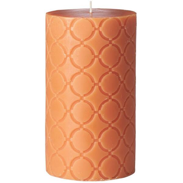 Unbranded 7 in. Cinnamon Vanilla Carved Russet Pillar Candle